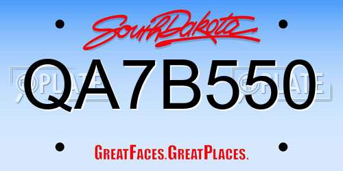 QA7B550 South Dakota License Plate