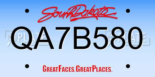 QA7B580 South Dakota License Plate