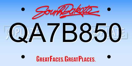 QA7B850 South Dakota License Plate