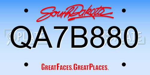 QA7B880 South Dakota License Plate