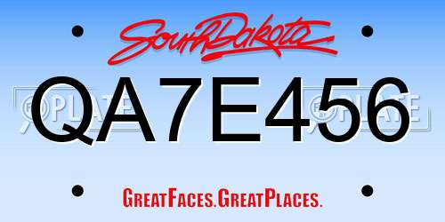 QA7E456 South Dakota License Plate