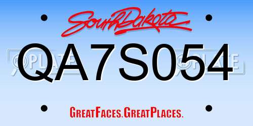 QA7S054 South Dakota License Plate
