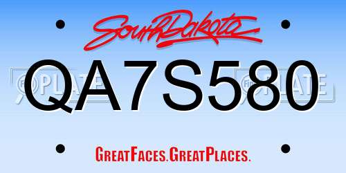QA7S580 South Dakota License Plate