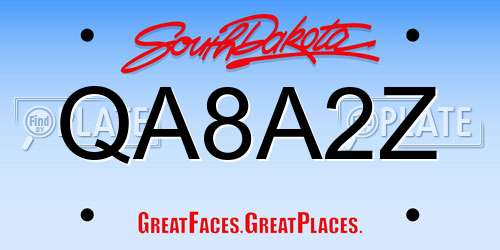 QA8A2Z South Dakota License Plate