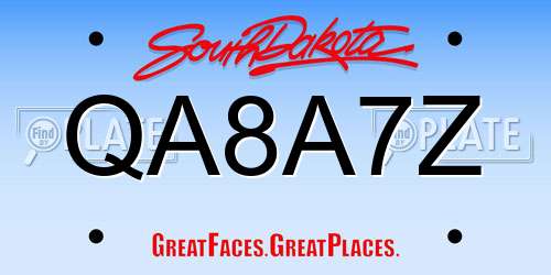 QA8A7Z South Dakota License Plate
