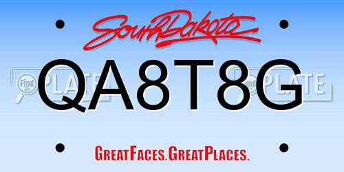QA8T8G South Dakota License Plate