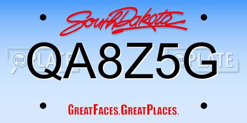 QA8Z5G South Dakota License Plate