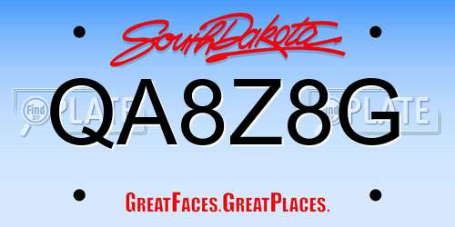 QA8Z8G South Dakota License Plate
