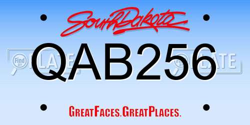 QAB256 South Dakota License Plate