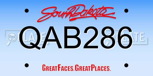 QAB286 South Dakota License Plate