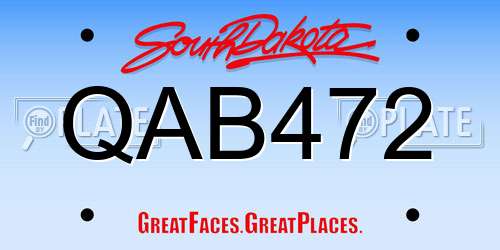 QAB472 South Dakota License Plate