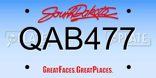 QAB477 South Dakota License Plate