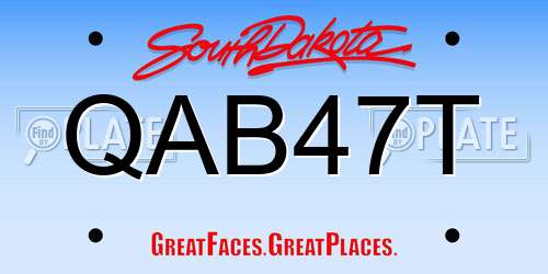 QAB47T South Dakota License Plate