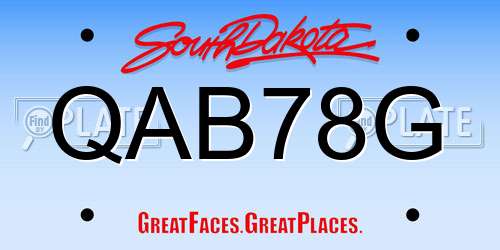 QAB78G South Dakota License Plate