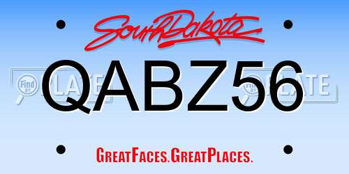 QABZ56 South Dakota License Plate
