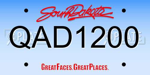 QAD1200 South Dakota License Plate