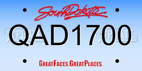 QAD1700 South Dakota License Plate