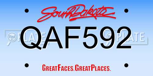 QAF592 South Dakota License Plate