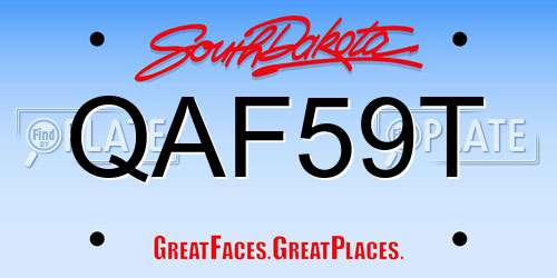 QAF59T South Dakota License Plate