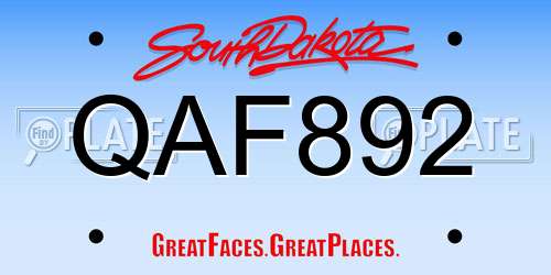 QAF892 South Dakota License Plate