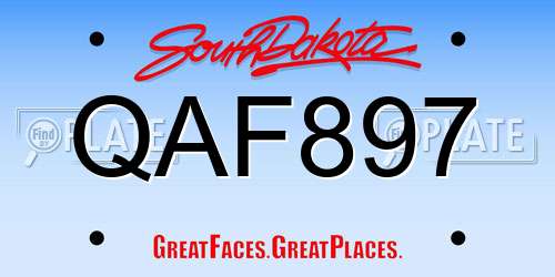 QAF897 South Dakota License Plate