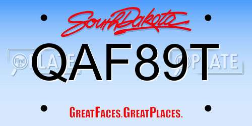 QAF89T South Dakota License Plate