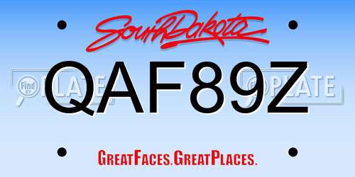 QAF89Z South Dakota License Plate