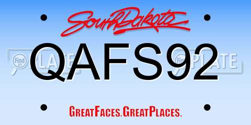 QAFS92 South Dakota License Plate