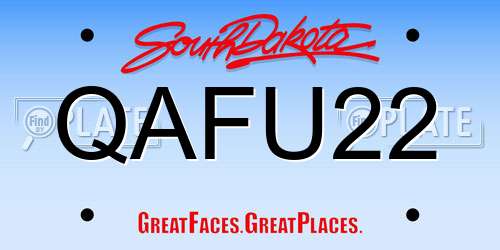 QAFU22 South Dakota License Plate