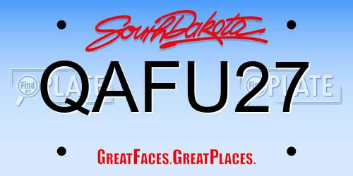 QAFU27 South Dakota License Plate