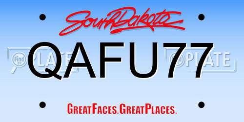 QAFU77 South Dakota License Plate