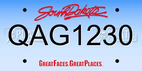 QAG1230 South Dakota License Plate