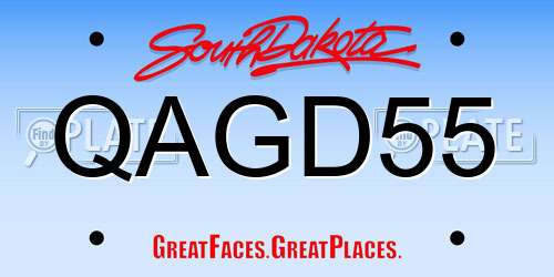QAGD55 South Dakota License Plate