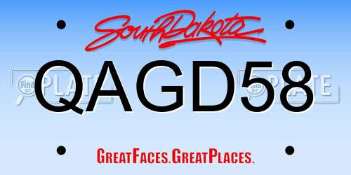 QAGD58 South Dakota License Plate
