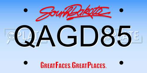 QAGD85 South Dakota License Plate