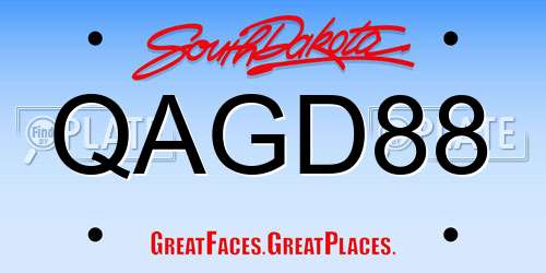 QAGD88 South Dakota License Plate