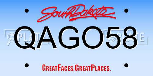 QAGO58 South Dakota License Plate
