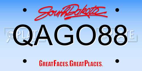 QAGO88 South Dakota License Plate