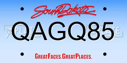 QAGQ85 South Dakota License Plate