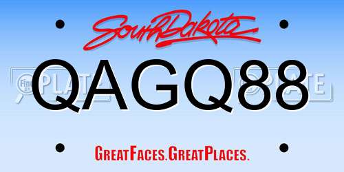 QAGQ88 South Dakota License Plate