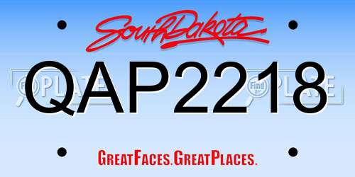 QAP2218 South Dakota License Plate