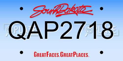 QAP2718 South Dakota License Plate