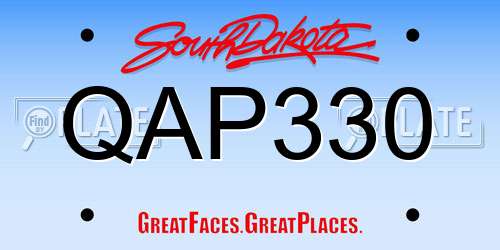 QAP330 South Dakota License Plate