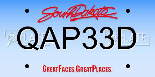 QAP33D South Dakota License Plate