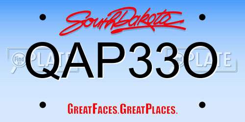 QAP33O South Dakota License Plate