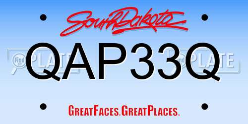 QAP33Q South Dakota License Plate