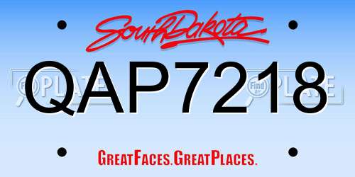 QAP7218 South Dakota License Plate