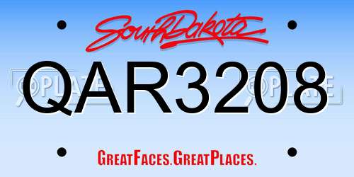 QAR3208 South Dakota License Plate