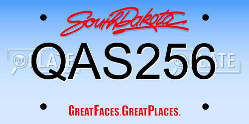 QAS256 South Dakota License Plate