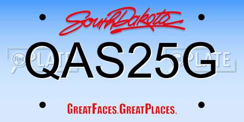 QAS25G South Dakota License Plate